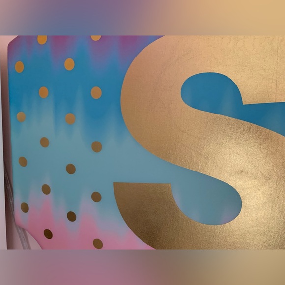Justice Girls Padded Gold Dotted Ombre Memory Pin Board Golden Initial Letter S - Picture 5 of 15